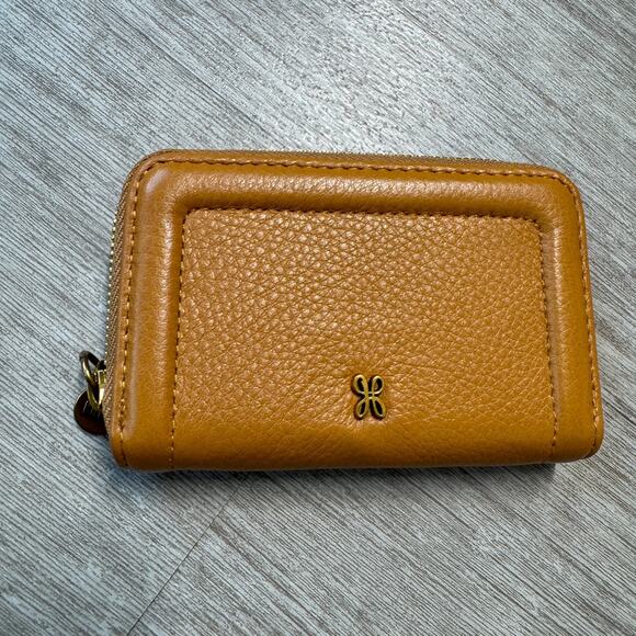 HOBO Pebbled Leather Coin Wallet Zip Around Warm Honey 4x2.5 NWOT - Picture 3 of 6